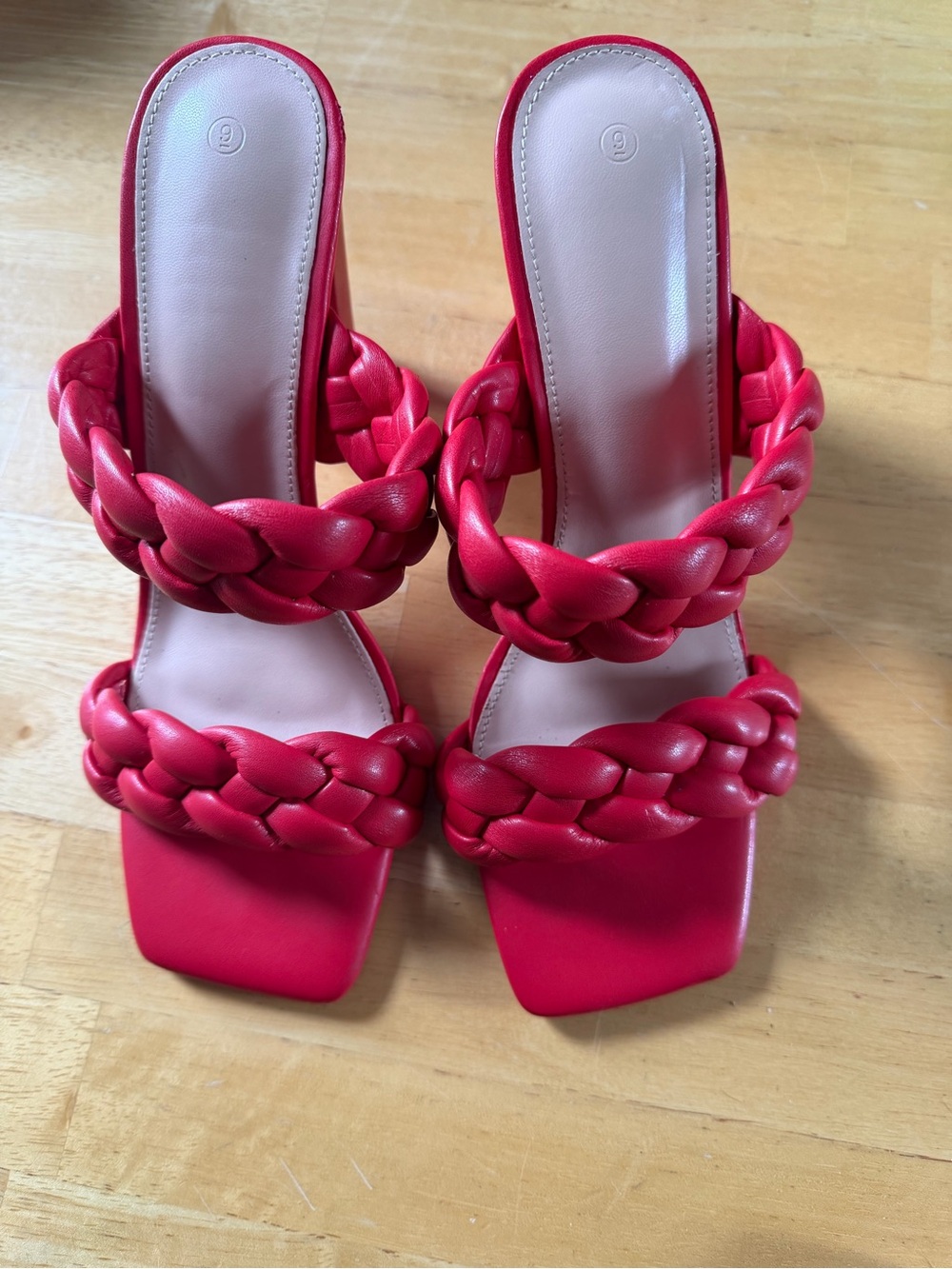 Women’s Red Braided Strap Heeled Sandals
